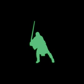 Star Inspired Movie Character Space Jedi Luke Glow in The Dark Sticker Decal for Phone Tablet Laptop Car Truck Window | 2" Sticker | Green