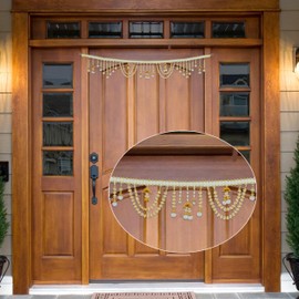 Decorative Toran Door Hanging, Artificial Bandanwar Beads, Wall Hanging for Main Door, Entrance, Window, Home, Temple, Living Room, Home, Valance, Festival Decorations (Size:38 x 5 Inch) (White