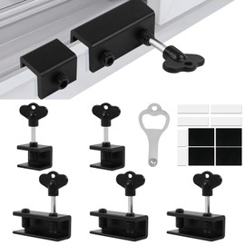 LUCKYBEE Window Lock Stopper, Window Lock, Set of 6 for Children, Security Goods, Screen Door Lock, Sash Stopper, Tool Included, Veranda, Adjustable, Auxiliary Lock, Key, For Children/Elderly/Pets,