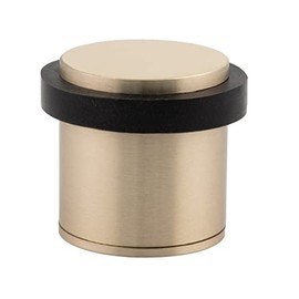 Door Stop, 28 x 30 mm, Threaded Base, Brass, Includes Screw + Mounting Dowels, EVI Fittings (Matte Brass - Black Rubber)