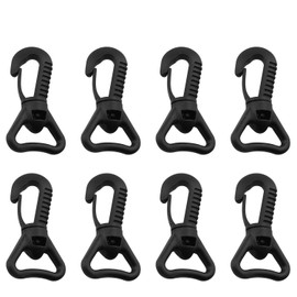 JCBIZ 8PCS 25mm Rotating Multifunctional Hook Plastic Hook Towel Glove Hook Snap Hooks Swivel Snaphook Push Gate Clip Rotary Snaphook Rotate Claw Snap Clip Buckle Clasp Hooks, Black