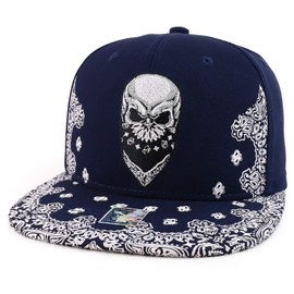 Trendy Apparel Shop - Bandana bordada con estampado de cachemira, Marino, Talla única