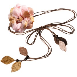 NIDMIDO Women Braided Waist Belt Bohemian Woven Waist Rope Flower Tassels Waist Accessories for Dress (Brown)