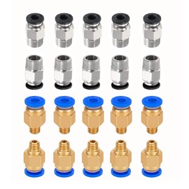DIANN 10pcs PC4-M10 Pneumatic Fitting Push in Quick Fitting Connector and 10pcs PC4-M6 Pneumatic Fitting Push to Connect for 3D Printer