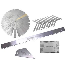 TUOREN 13pcs Guitar Luthier Tools Set Guitar Radius Gauge Unilateral Neck Straight Edge String Action Gauge Ruler Feeler Gauge Fret Rocker Fret Set Up Tool for Guitar Fretboard and Frets