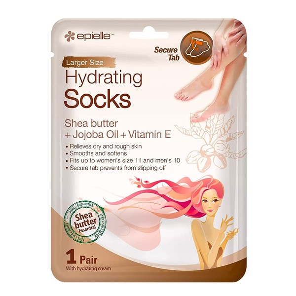 Epielle Hydrating Foot Masks (Socks 6pk) for foot cracked and dry heel to toe and callus Spa Masks - Shea butter + Jojoba Oil + Vitamin E Moisturize feet & soften cuticles and rough heels.. STOCKING STUFFERS!!