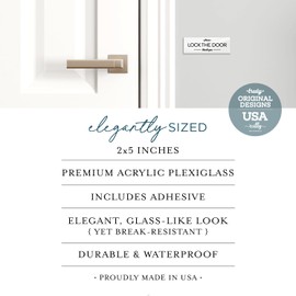 Reilly Originals 2x5 Inch Please Lock Door, Premium Acrylic Plexiglass Designer Sign ~ Ready to Stick ~ Durable & Washable