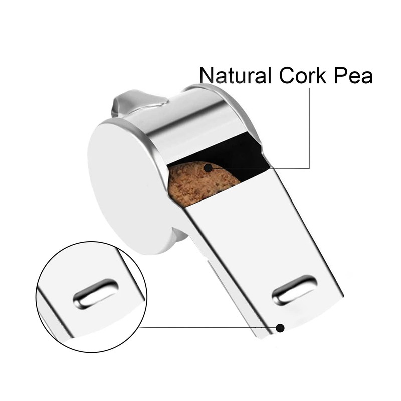 Jaimela Stainless Steel Whistle, Whistle with Removable Buckle Lanyard, Crisp