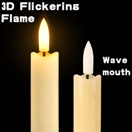 VK Flameless Taper Candles with Remote, Timer, Ivory Battery Operated CandleSticks with 3D Flickering Flame for Christmas Home Wedding Decor Pack of 6 (0.86 X 9.8 Inch)