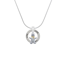 Delight Jewelry Two-tone Gingerbread Man with Crystal Buttons - Live Ring Charm Necklace, 18"