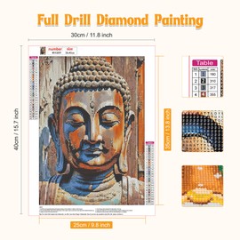 NAIMOER Statue of Buddha Diamond Painting Kits for Adults, DIY 5D Diamond Painting Buddha, Full Drill Buddha Diamond Art Kits Art Pictures Perfect for Relaxation and Home Wall Decor 30x40cm