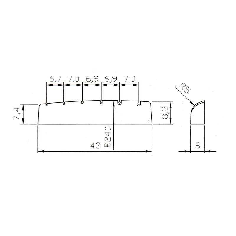 Black guitar nut acoustic or electric 43mm x 6mm x