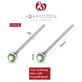 Forbidden Body Jewelry 18-20g Surgical Steel 2mm Press Fit CZ Fishtail Custom Bend Nose Stud, Metal, cubic-zirconia