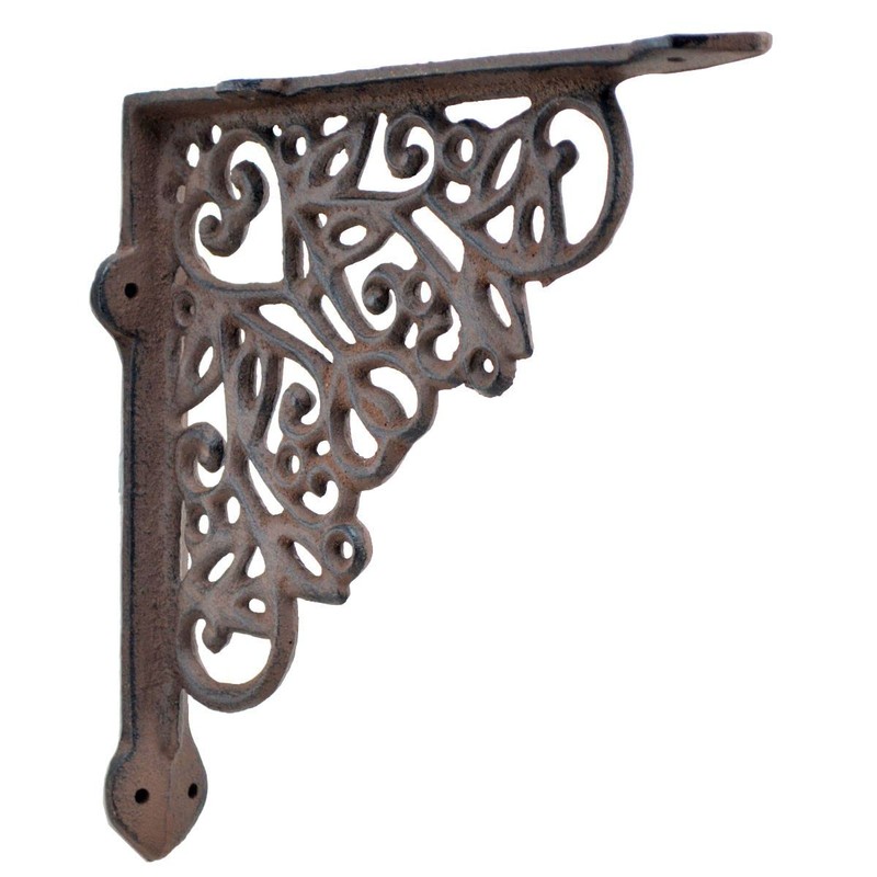 Decorative Shelf Bracket Ornate Heart Brace Rust Brown Cast Iron