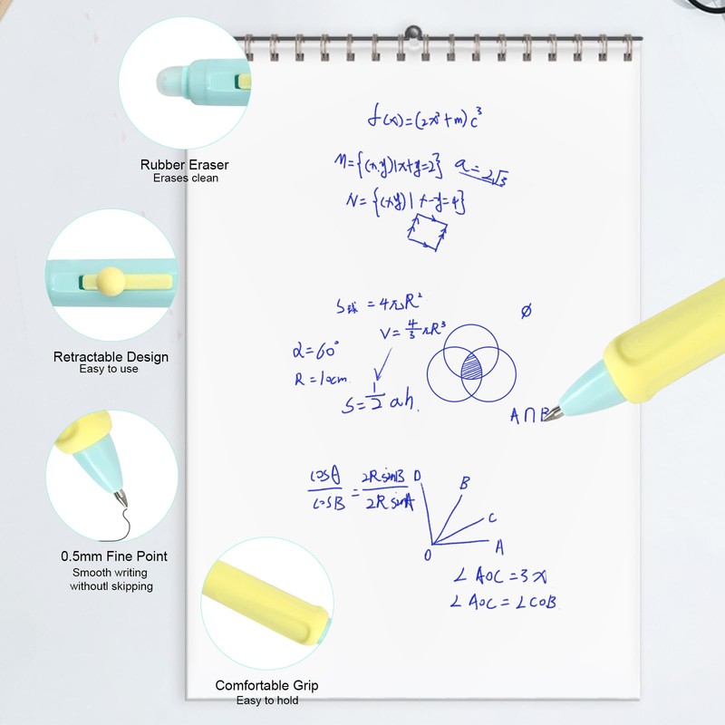 8-Pack Erasable Pens, Rub Out Pens, Ball Point Pen 4