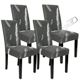 SOMYTING Chair Covers for Dining Chairs 4, Waterproof dining chair covers Stretch Chair Covers with Elastic Band Stretch, Removable, Dining Room Chair Protective Seat for Hotel, Kitchen (Gray)