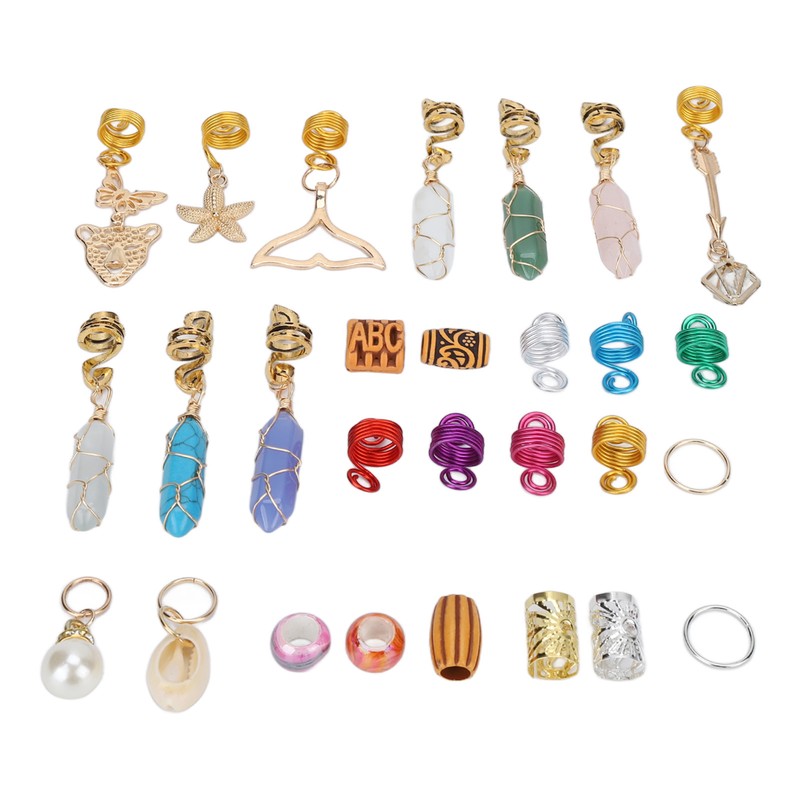 129pcs Dreadlocks Hair Rings Alloy Exquisite Shapes Hair Braiding Cuffs