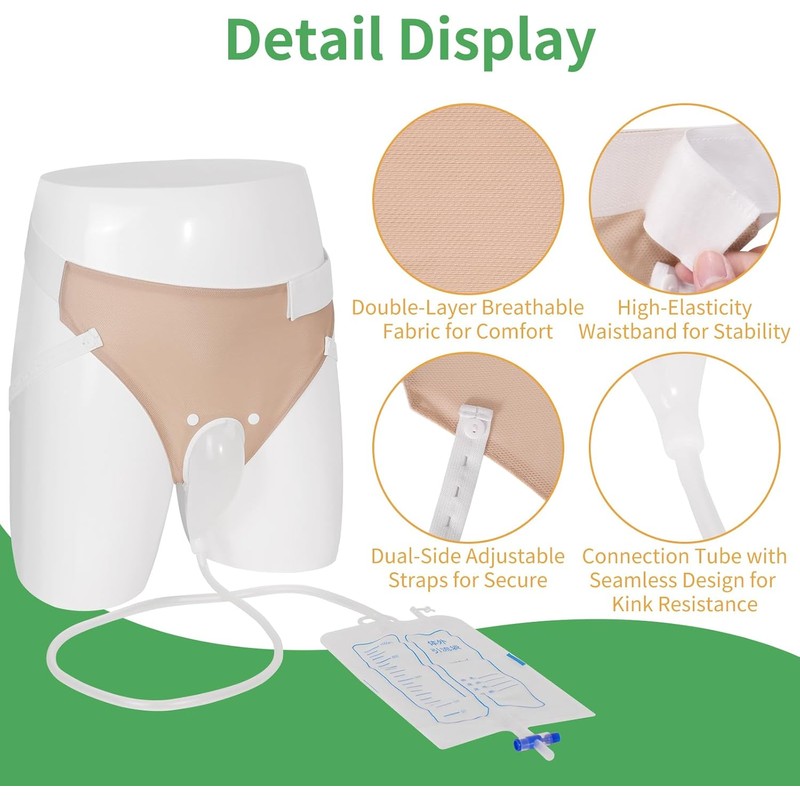 Wearable Urine Collector Set with Silicone Urine Catching Capsule, 1M