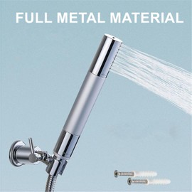 All Metal 180 Adjustable Shower Wand Holder with Handle, Wall Mount, Handheld Shower Head Bracket