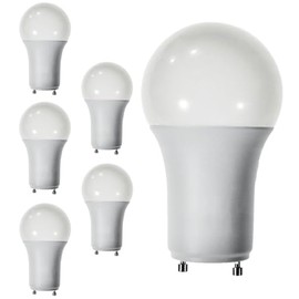Diodesy- A19 LED Light Bulb 9.5W 800 Lumen 2 Prong Twist Lock GU24 Base 4100K Cool White for Home Bedroom Ceiling Light Bulb 120V CRI80 230° Beam Angle Damp Location Dimmable White Finish Pack of 6