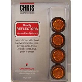 Chris Products CH4A Amber Motorcycle Mini License Plate Reflector, 4 Pack
