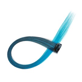 10PCS Colored Clip in Hair Extensions Straight Highlight Hairpiece Ombre 20 Inch Party DIY Hair Accessories For Kids Girls, Natural Black & Blue