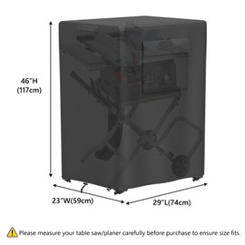 Gasadar Table Saw Cover 29in Outdoor Portable Table Saw Cover Fit for Most Planer Machines High Density Waterproof Dustproof Oxford Facric 29"L x 23"W x 46"H Black