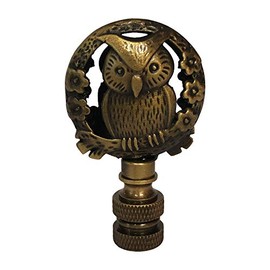 Royal Designs Decorative Botanical Owl Lamp Finial for Lamp Shade, Antique Brass - Pack of 1