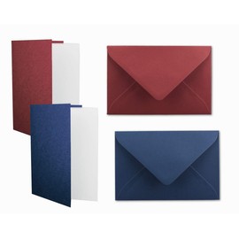 20 x Card Packs in Dark Red and Dark Blue - Folding Cards DIN A6 with Fold, 10.5 x 14.8 cm, DIN C6 Envelopes 11.4 x 16.2 cm and Insert Sheet 10 x 14.3 cm
