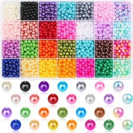 2000PCS Pearl Beads for Bracelets, 28 Colors 6mm Round Gradient Color Bracelets Beads Kit, Loose Spacer Beads with Hole for DIY Craft Bracelet Necklace Earrings Jewelry Making