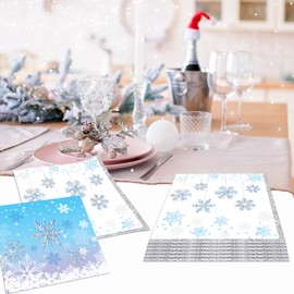 Winter Wonderland Decorations,Snowflake Party Decorations,Winter Wonderland Napkins(40pcs)