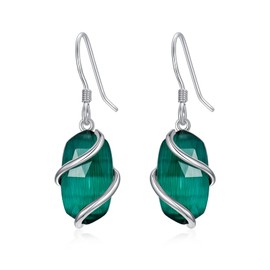 Emerald Earrings for Women Sterling Silver May Birthstone Drop Dangle Earrings Jewelry Birthday Anniversary Mothers Day Christmas Gifts for Wife Her Girlfriend Mom