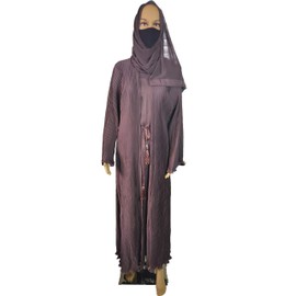 3PCS Women's Muslim Dresses Abaya Islamic Dubai Prayer Dress Robe Long Cardigan Maxi Dress. Inner, Hijab & a gift Waist Belt (Purple, S)