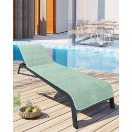 LAYNENBURG Premium Protective Cover for Garden Lounger, 100% Cotton, Oeko-Tex 100, Terry Towel Cover, Sun Lounger, Lounger Cover with Envelope for Standing Lounger, Lounger Chair (75 x 200 cm, Mint)