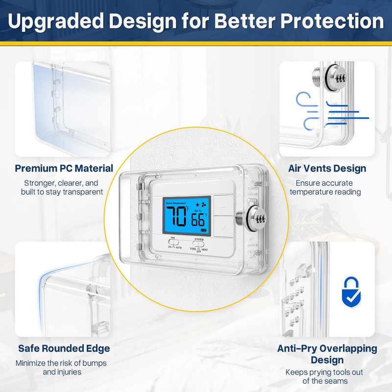 Pihode Thermostat Lock Box with Combination Lock, Universal Keyless Large