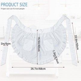 LARDEMOTO Women’s Apron with Pockets Waist Half Apron Waitress Servant Costume Aprons Vintage Ruffle Apron for Kitchen Cooking Restaurant Cosplay
