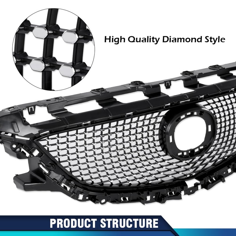 PIT66 Front Bumper Upper Mesh Hood Grille Grill Compatible with