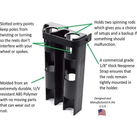 BIKE FISHERMAN - Bike Fishing Rod Holder - Holds 2 Rods - Easily Mount - Secure