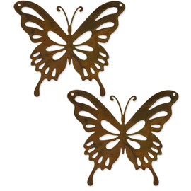 Rostikal Set of 2 Rust Decorative Butterfly 12 x 14 cm Garden Decoration Vintage Hanging Decoration