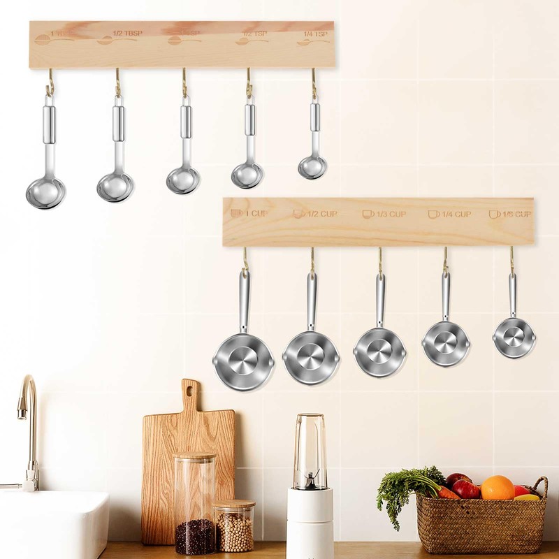 SoeKoa Premium Bamboo Measuring Cups and Spoons Rack, Measuring Cup