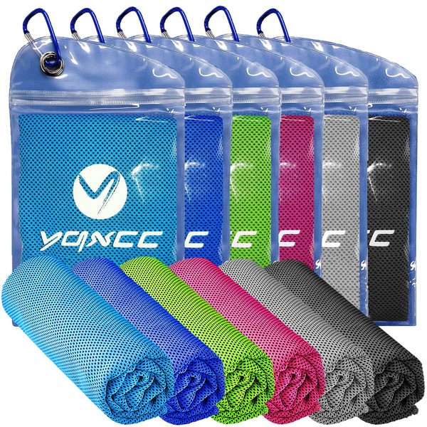YQXCC 6 Pack Cooling Towel (120x30 cm) Ice Towel for Neck, Microfibre Cool Towel, Soft Breathable Chilly Towel for Yoga, Golf, Gym, Camping, Running, Workout & More Activities