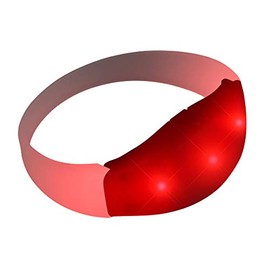 Red Light Up Stretch Bracelet with Steady Illumination LED Lights (Set of 12)