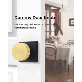 Goldenwarm 2 Pieces Black and Gold Dummy Door Knobs, Non-Turning Single Side Pull Door Knob Matte Black and Gold, Heavy Duty Door Knobs for Closet Pantry(Square, Zinc Alloy, 2 Single Door Knob)