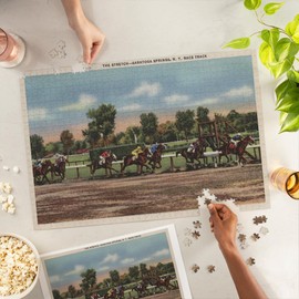 Lantern Press 1000 Piece Jigsaw Puzzle, Saratoga Springs, NY, Horse Race Track Scene