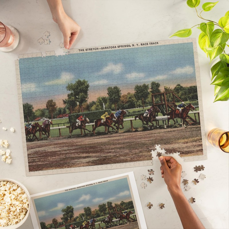 Lantern Press 1000 Piece Jigsaw Puzzle, Saratoga Springs, NY, Horse