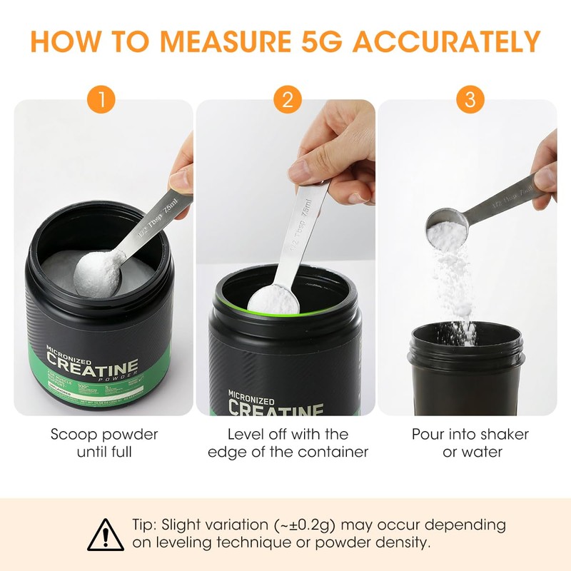 Aieve 5g Creatine Scoop,2 Pack Stainless Steel Measuring Scoops for