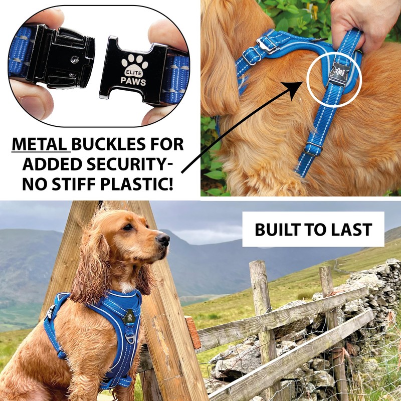 Elite Paws® UK: Premium Metal Buckle Dog Harness, Strong, Safe,