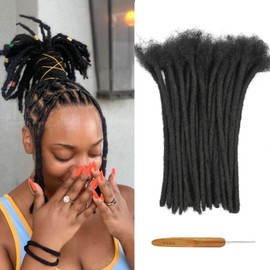 Luckroce Mediano 0.8Cm Ancho 12" 10 Hilos 100% Cabello Humano Dreadlock Extensiones Para Hombres/Mujeres/Niños 0.8Cm Ancho Completo Hecho A Mano Permanente Dread Loc Extensiones El Cabello Humano Se P