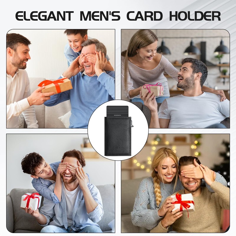 Men's Slim Card Case with RFID Protection, Practical Wallet for