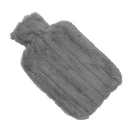 SOULONG 2L Rubber Hot Water Bag Cute Cartoon Hot Water Boule with Plush Soft Cover for Kids and Adults to Keep Warm in Winter (Dark Gray)